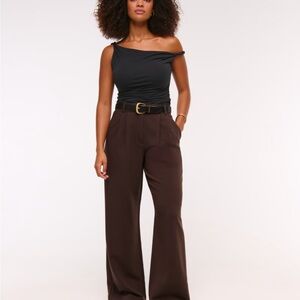 NWT! Abercrombie & Fitch Curve Love Sloane Tailored Wide Leg Pant Brown sz 29s